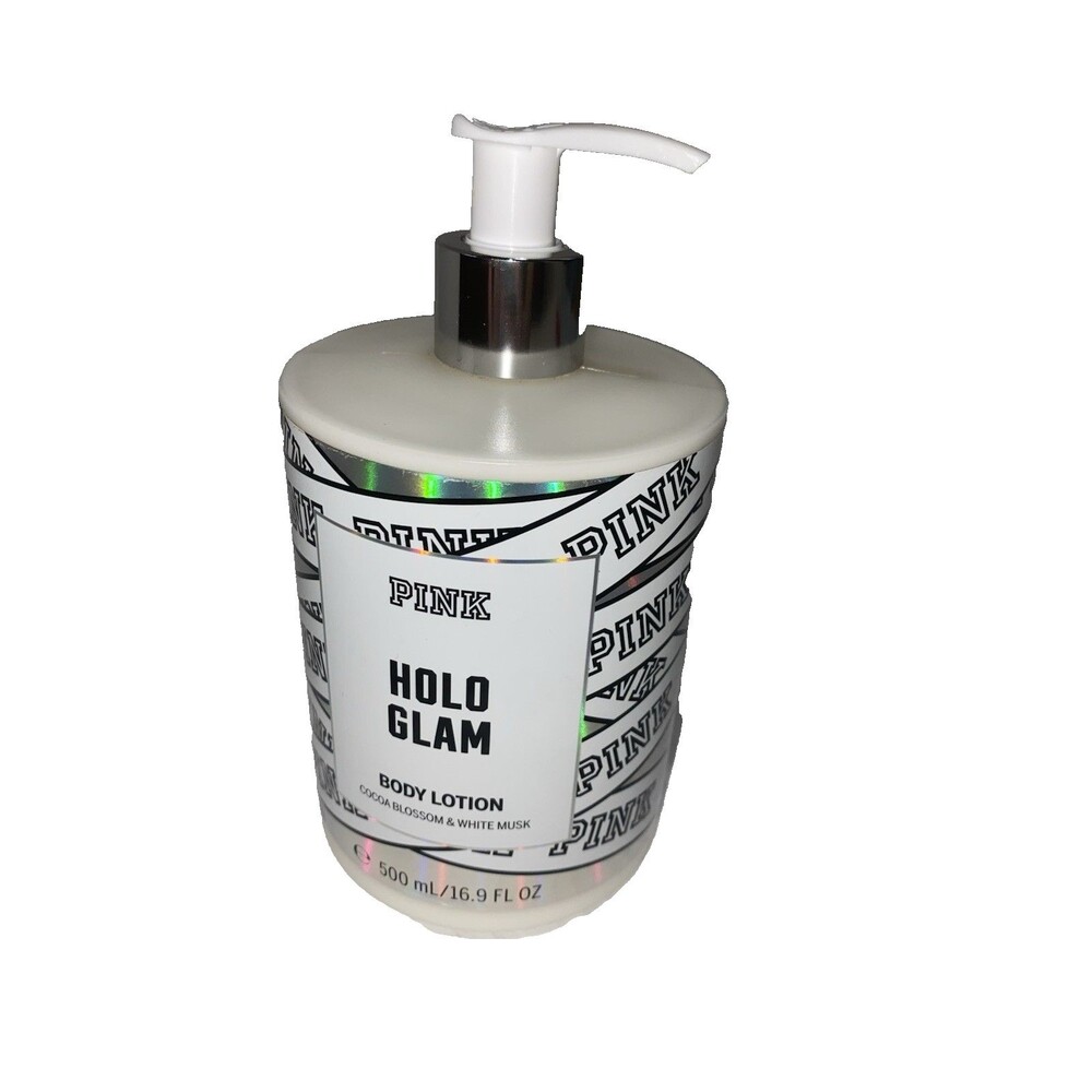 VICTORIA’S SECRET PINK HOLO GLAM FRAGRANCE BODY LOTION CREAM 16.9 oz 95% full